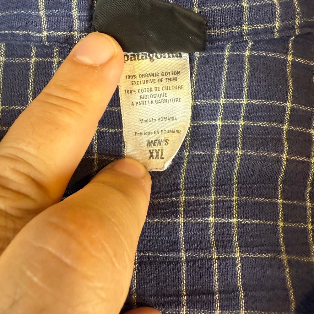 Patagonia Organic Cotton Plaid‎ Button Up Short Sleeve Shirt XXL - Picture 3 of 7